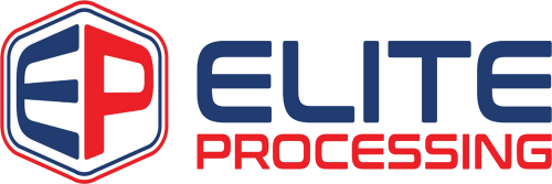 Elite Processing Logo in Red and Blue